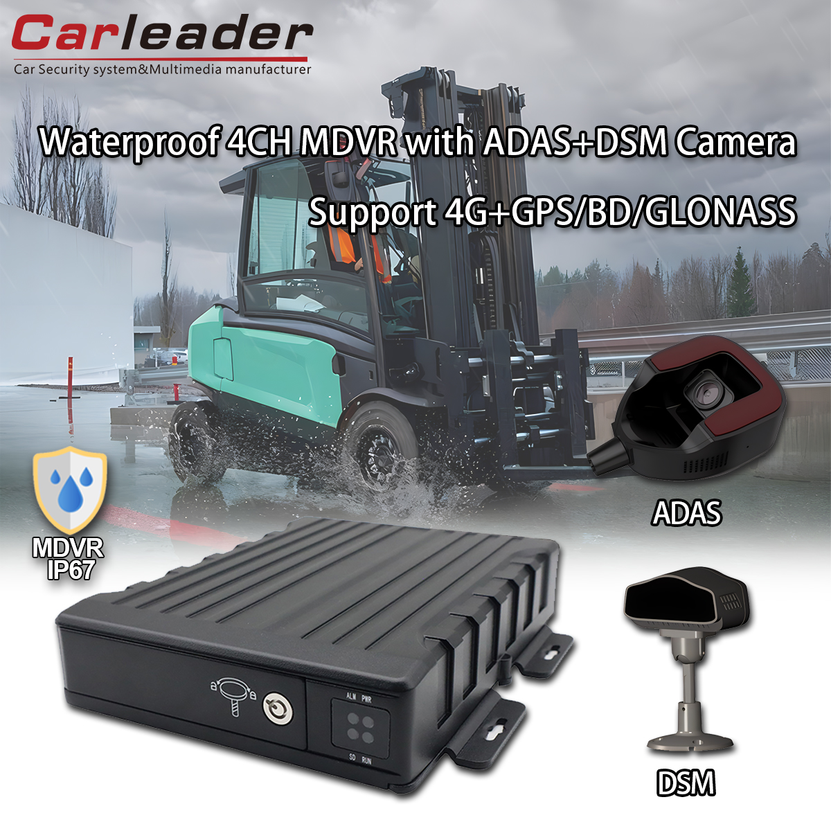 CARLEADER DVR di động 4CH SD chống nước với camera ADAS+DSM