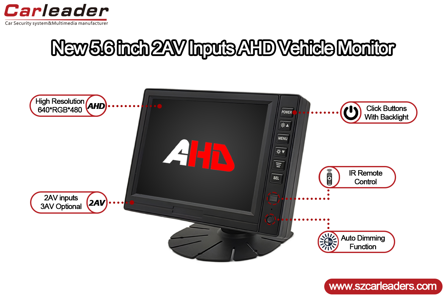 Màn hình AHD bảng điều khiển kỹ thuật số LCD 5 inch TFT