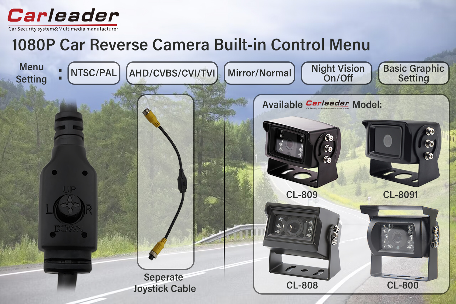 Camera lùi ô tô AHD 1080P có menu điều khiển