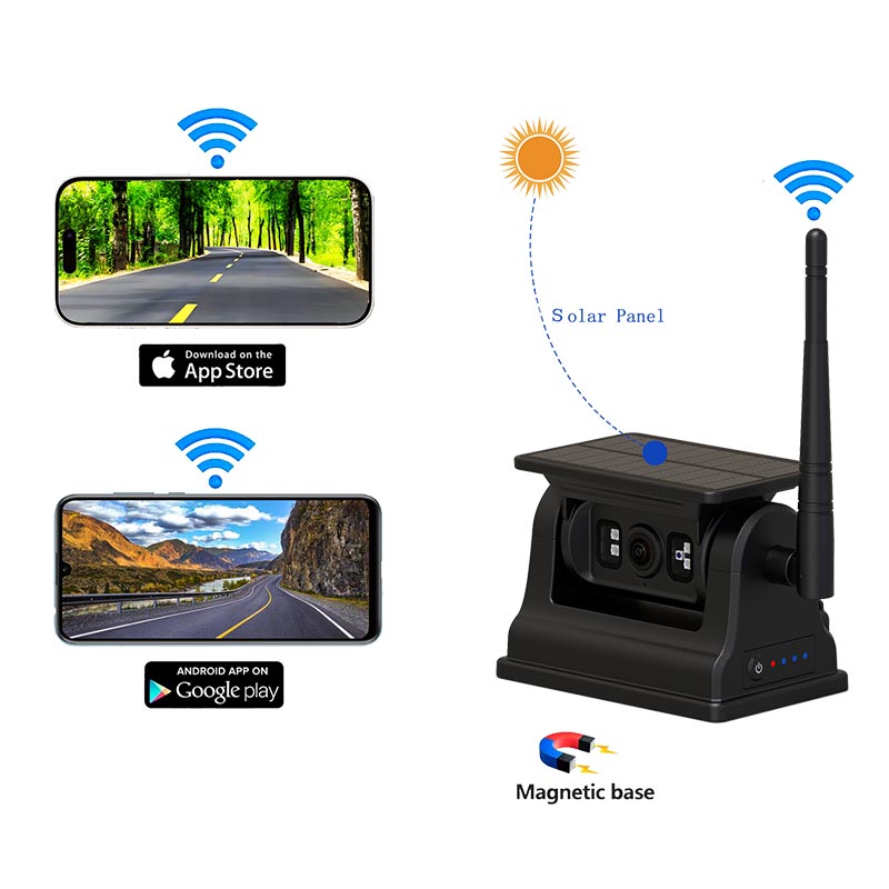 Camera sao lưu không dây năng lượng mặt trời từ tính cho iOS Android