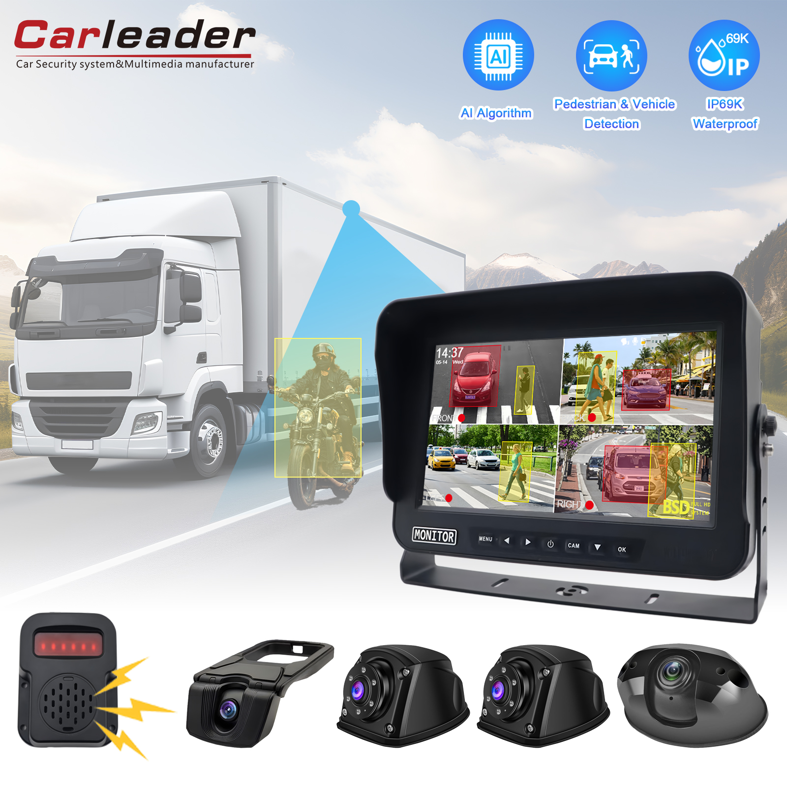 Tăng cường an toàn khi lái xe với hệ thống giám sát phát hiện điểm mù BSD 10,1 inch của Carleader