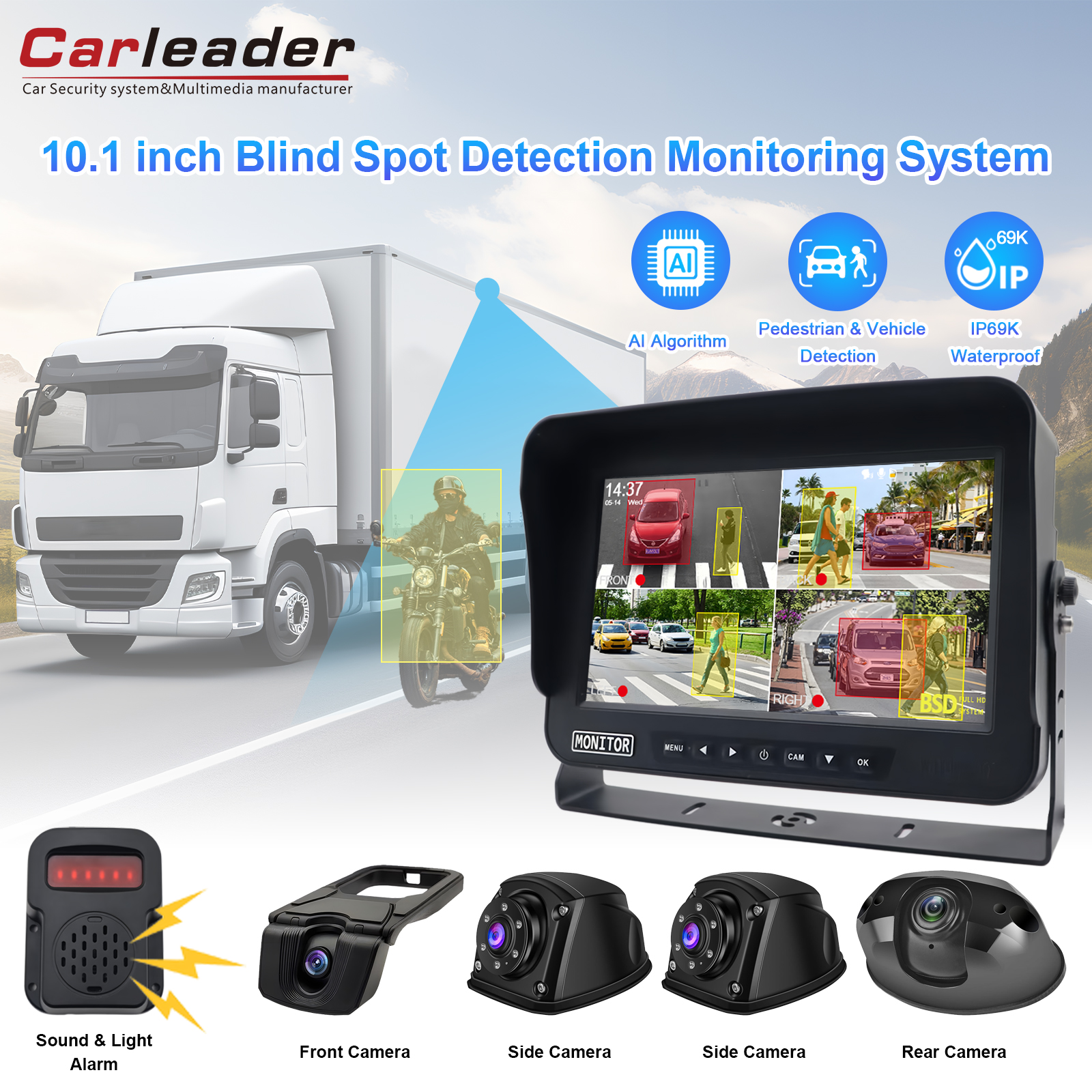 7 / 10.1 inch 4ch AI BSD Truck Truck Truck System