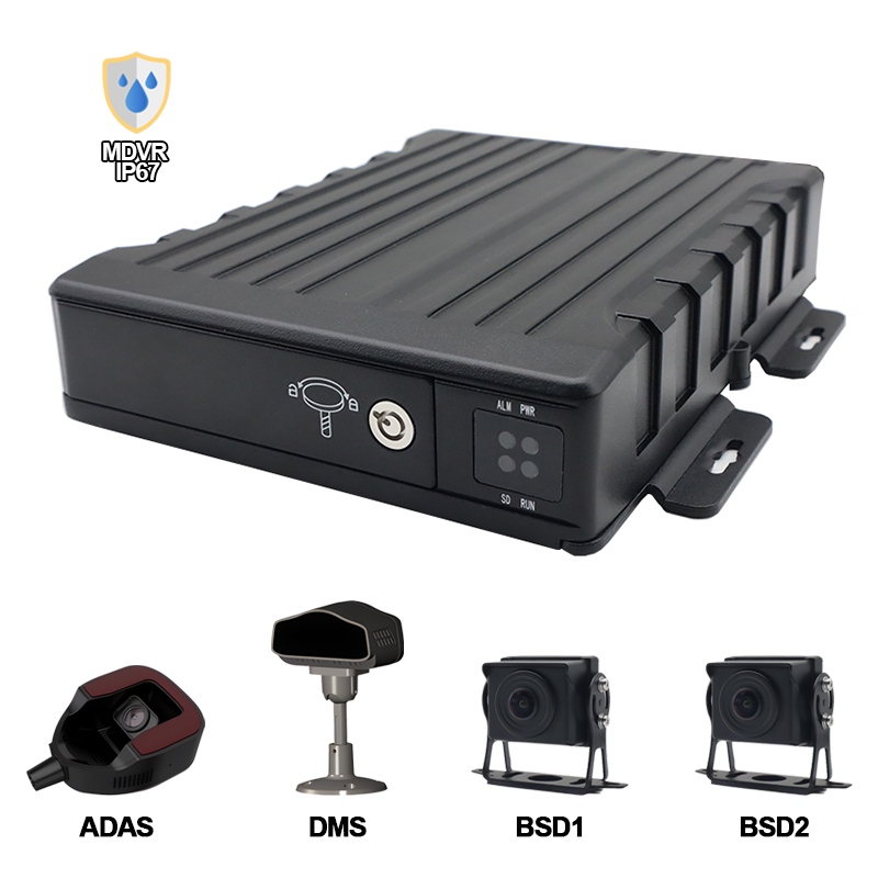 Hỗ trợ DVR di động AI SD chống nước 4CH IP67 ADAS+DMS+BSD
