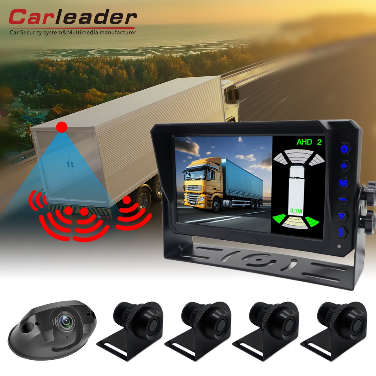 Hệ thống giám sát đảo ngược radar đỗ xe 7 inch